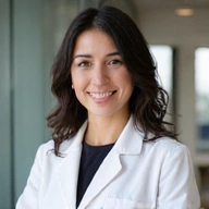 Retrato de la Dra. Elena García, nutricionista clínica.